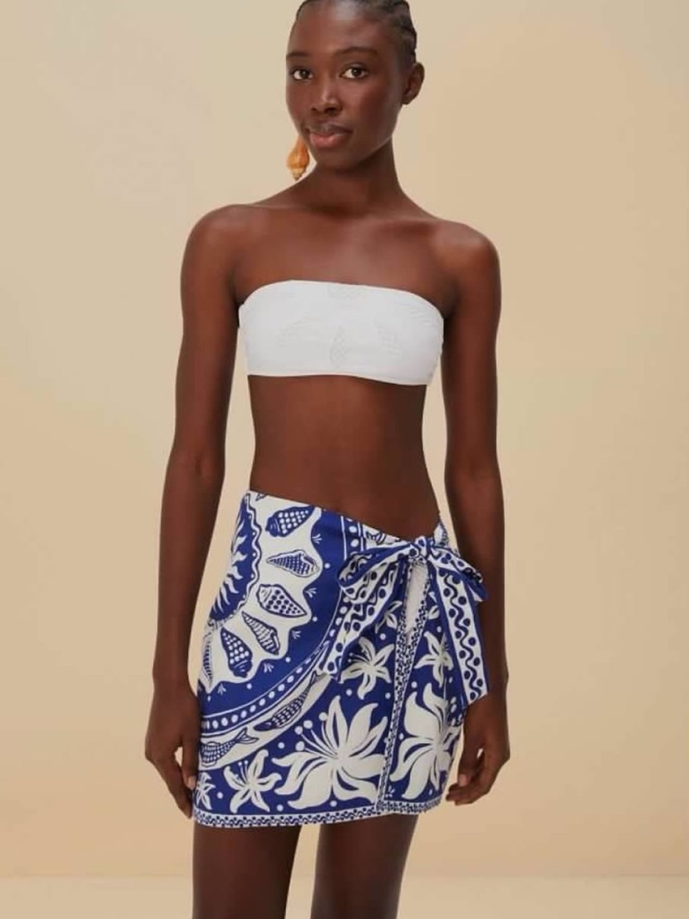 FARM Rio Blue Nature Linen Blend Tie Sarong Cover-up Skirt Size Medium NWT - Picture 14 of 14